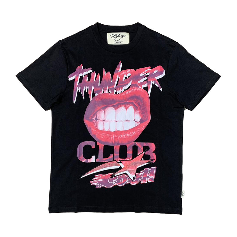 BKYS Mens Thunder Club Oversized Crew Neck T-Shirt T1017 Black