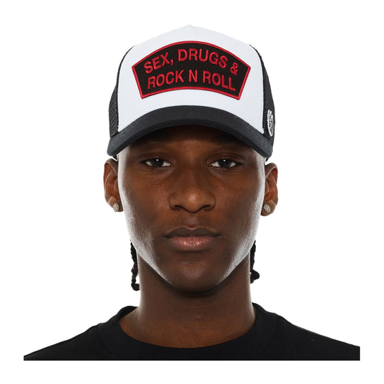 Cult Of Individuality Mens Sex Drugs Rock N Roll Trucker Hat 625BC-CH54A White