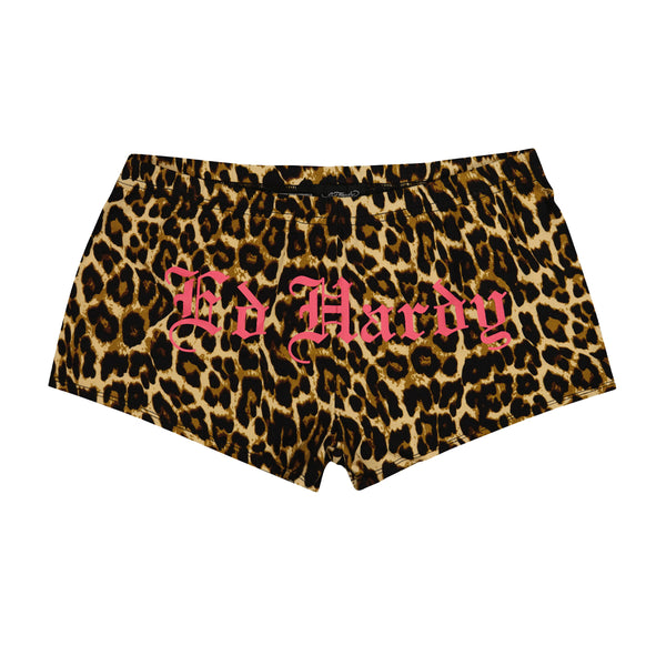 Ed Hardy Womens Heart Wings Booty Shorts EHW8005-4 Leopard