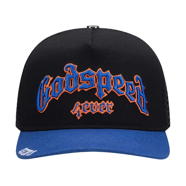 Godspeed Unisex Forever Trucker Hat Black/Blue/Orange– Premium
