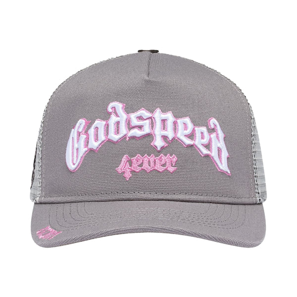 Godspeed Unisex Forever Trucker Hat Grey/Pink– Premium Lounge NY