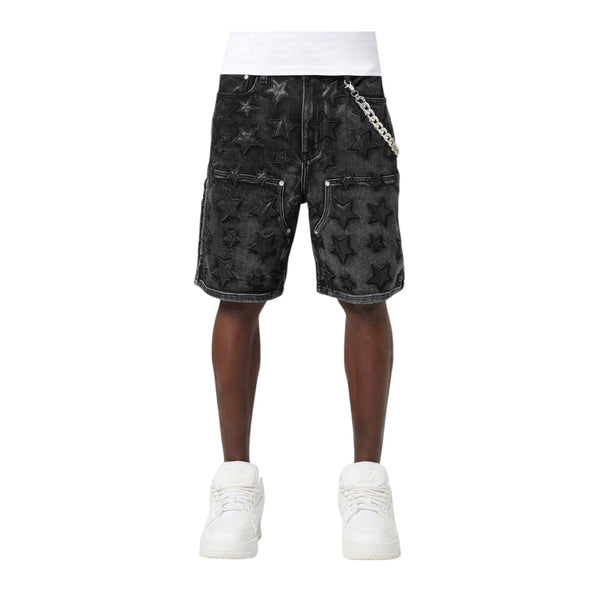 Guapi Mens Stars Shorts 489 Obsidian Black- Premium Lounge NY