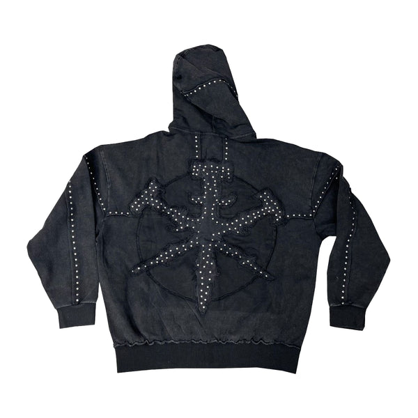 Hudson Outerwear Mens Studded Fleece Oversized Hoodie 538 Black