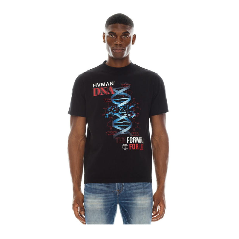 HVMAN Mens Novelty DNA Crew Neck T-shirt 323B9-TT08A Black