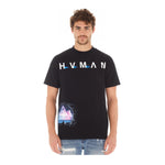 HVMAN Mens Novelty Celestial Crew Neck T-shirt 324A1-TT23A Black