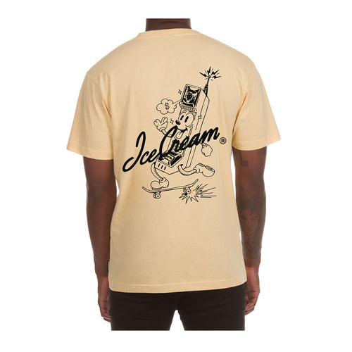 Icecream Mens Kick Rocks Crew Neck T-Shirt 441-3206-305 Italian Straw