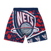 Mitchell & Ness Mens NBA New Jersey Nets Jumbotron 2.0 Sublimated Shorts PSHR1220-NJNYYPPPNYRD Navy/Red
