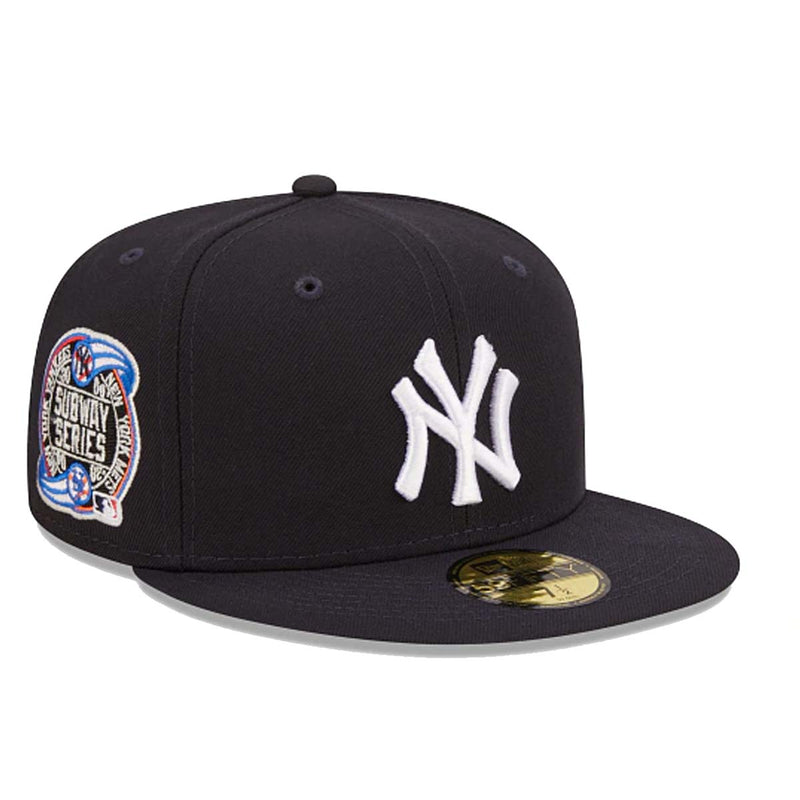 New Era Mens MLB New York Yankees Side Patch Subway Series 2000 59Fifty Fitted Hat 60291220 Navy, Grey Undervisor