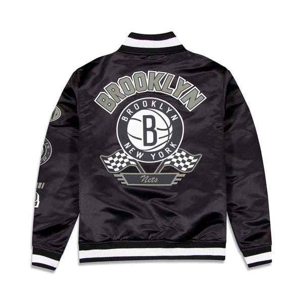New Era Mens NBA Brooklyn Nets 2024 Rally Drive Satin Jacket