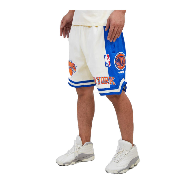 Pro Standard Mens NBA New York Knicks Retro Classic Dk 2.0 Shorts BNK356145-ERB Eggshell/ Royal Blue