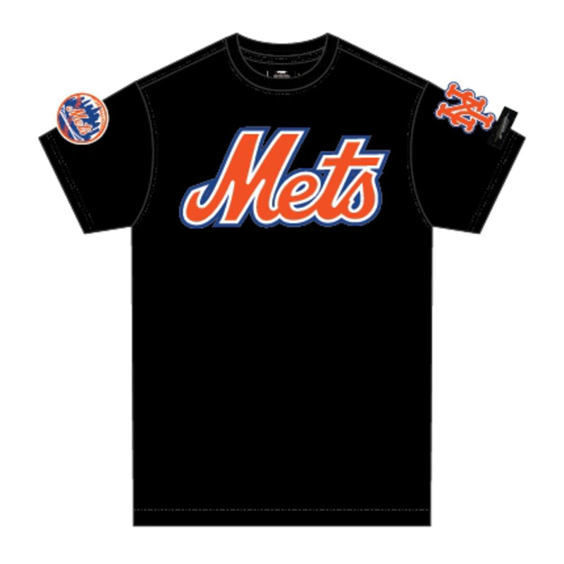 Pro Standard Mens MLB New York Mets Tackle Twill Sj Crew Neck T-Shirt LNM136157-BLK Black