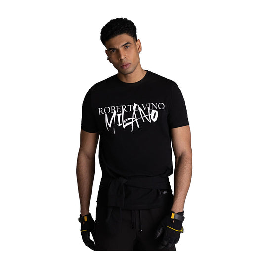 Roberto Vino Milano Mens Milano Front Crew Neck T-Shirt RVTUS15 Black
