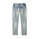 Smoke Rise Mens Rip And Repair Denim Slim Fit Jeans JP23603 Geneva Blue