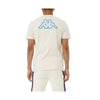Kappa Mens Logo Tape Cabal T-Shirts 37153Lw-A3C White Cream/Blue Turkis