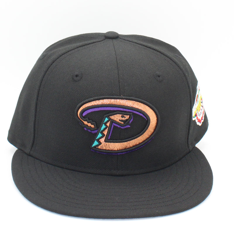 New Era Mens MLB Arizona Diamondbacks World Series 2001 59Fifty Fitted Hat 70067420 Black, Grey Undervisor