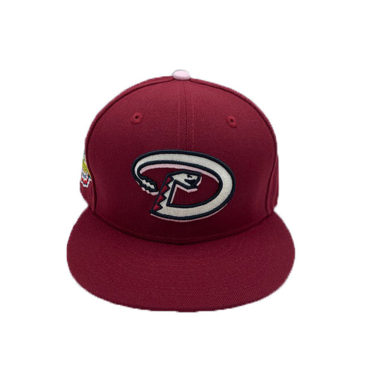 New Era Mens MLB Arizona Diamondbacks World Series 2001 59Fifty Fitted Hat 70554101 Red, Pink Undervisor