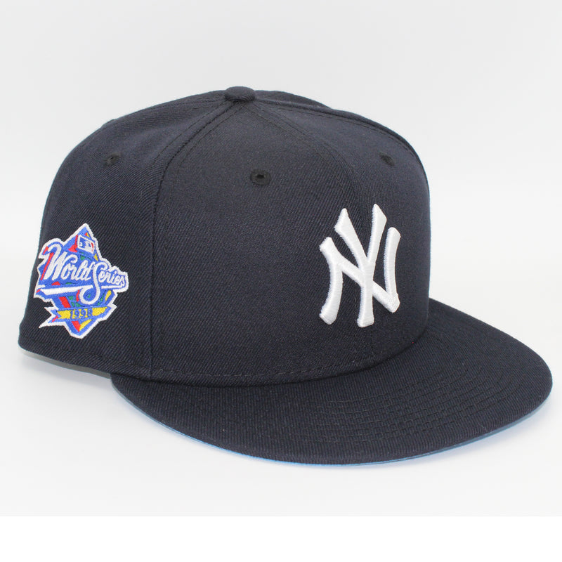New Era Mens MLB New York Yankees World Series 1998 59Fifty Fitted Hat 70592514 Navy, Sky blue Undervisor