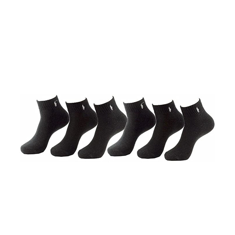 Polo Ralph Lauren Mens Classic Cotton Sport 6 Pairs Socks 824000PK2-BLACK Black
