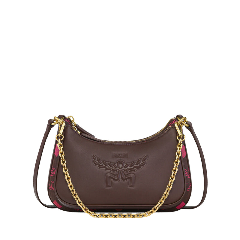 MCM Womens Aren Maxi Visetos and Calfskin Duo Hobo Sml MWHGATA01-4B Cinnamon