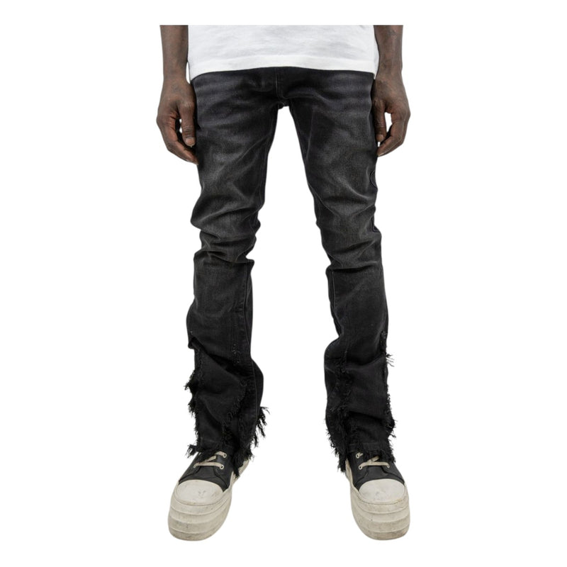 Armor Jeans Mens Distressed Stacked Jeans AJ109SK-1 Black