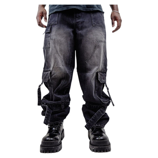 Armor Jeans Mens Baggy  Cargo Jeans AJ59B-1 Black