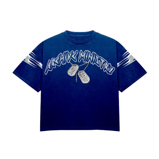 Archive Ministry Mens Archive Tags Crew Neck T-Shirt 101-0078 Reflex Blue
