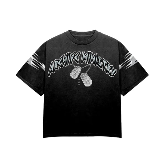 Archive Ministry Mens Archive Tags Crew Neck T-Shirt 101-0078 Washed Black