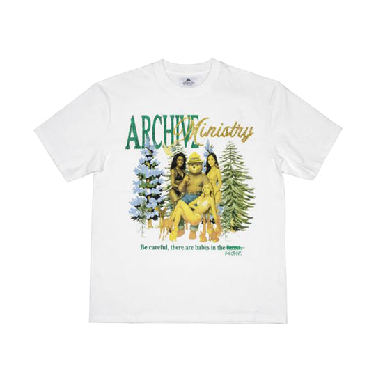 Archive Ministry Mens Babes Crew Neck T-Shirt 101-0091 White