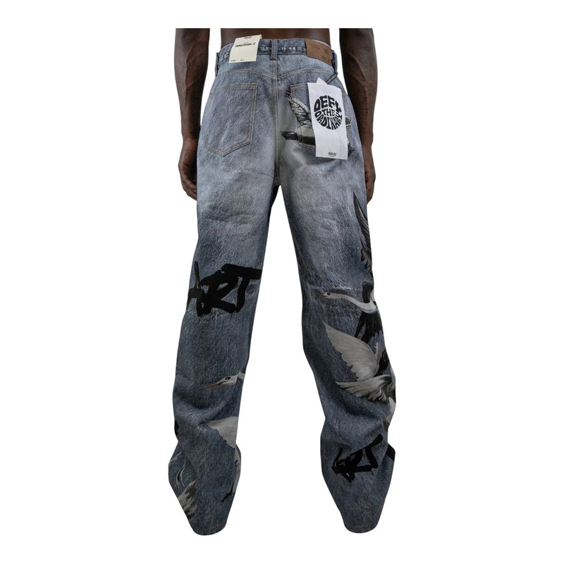 Armor Jeans Mens Digital Print Baggy Jeans RM204B-2 LT Blue
