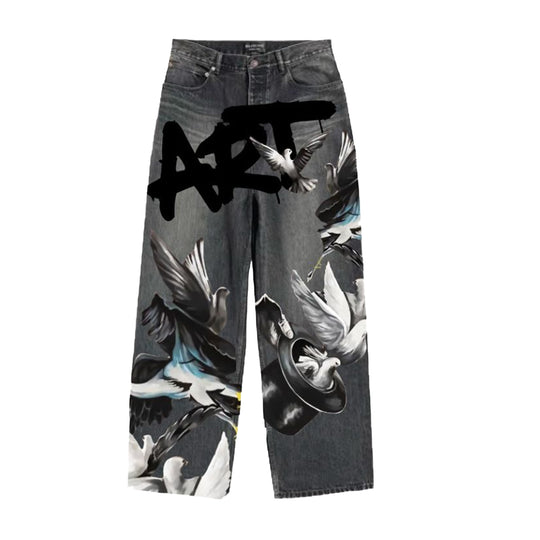 Armor Jeans Mens Digital Print Stacked Jeans RM204SK Black