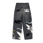 Armor Jeans Mens Digital Print Stacked Jeans RM204SK Black