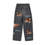 Armor Jeans Mens Digital Print Baggy Jeans RM205B Black