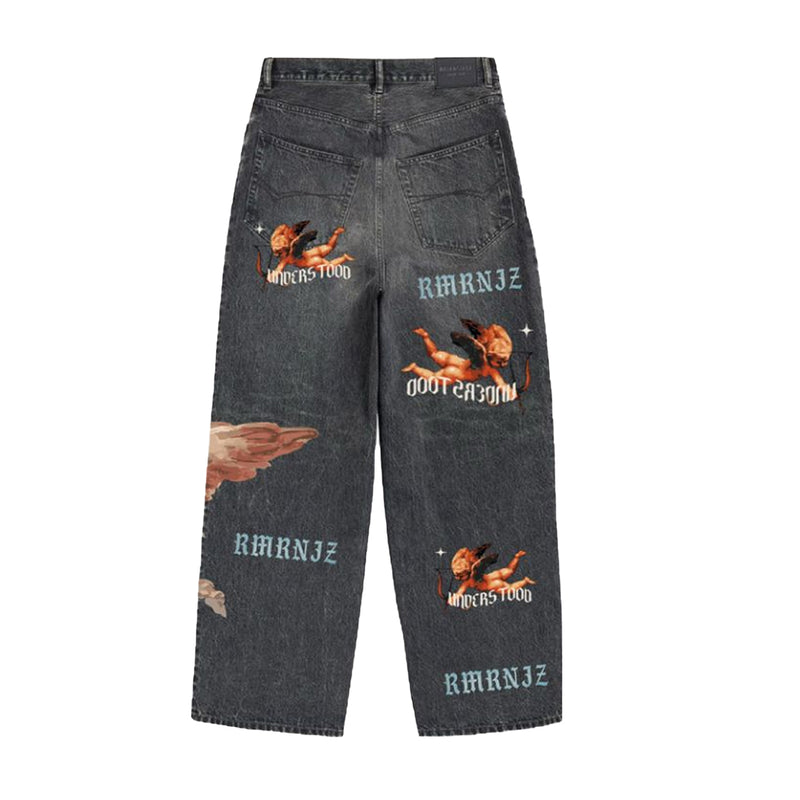 Armor Jeans Mens Digital Print Stacked Jeans RM205SK Black