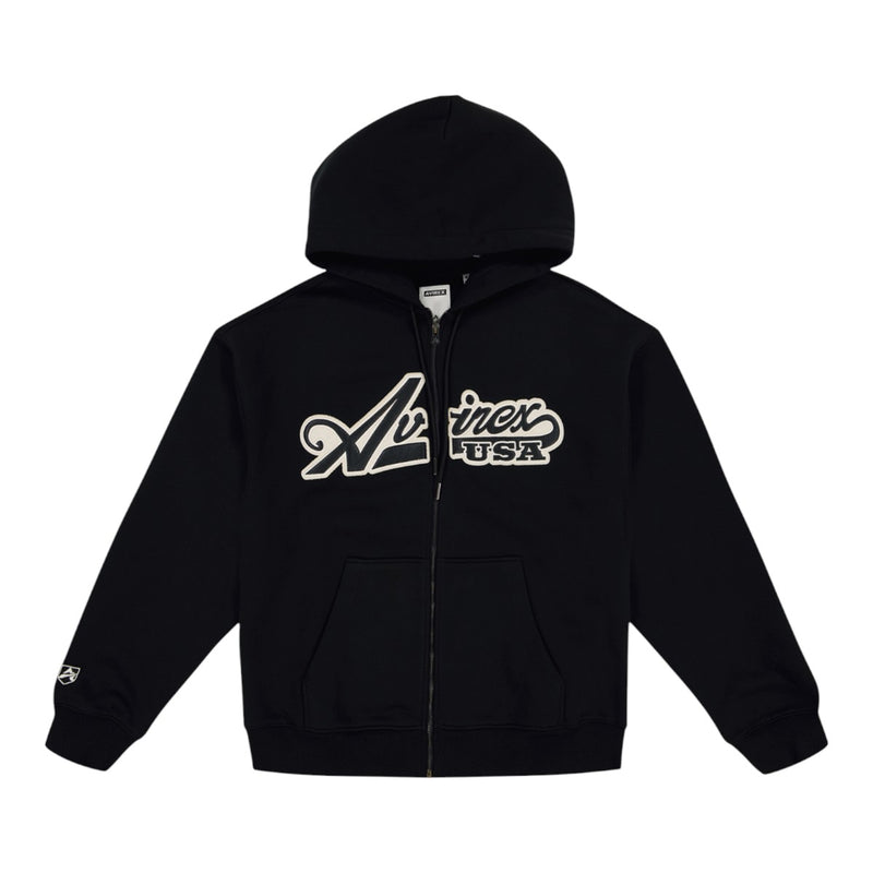 Avirex Mens Script Hoodie AVF242K41-001 Black