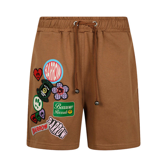 Barrow Unisex Logo Print Track Sweatshorts S5BWUABE018-094 Fango/Mud