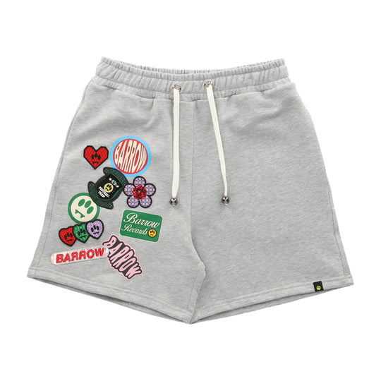 Barrow Unisex Logo Print Track Sweatshorts S5BWUABE018-107 Grey Melange