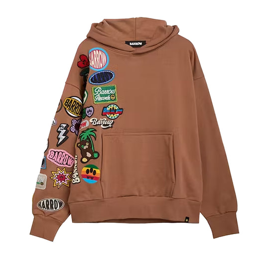 Barrow Unisex Patch Hoodie S5BWUAHS017-094 Fango/Mud
