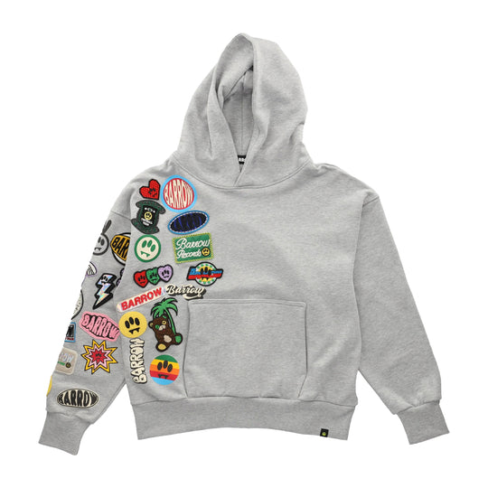 Barrow Unisex Patch Hoodie S5BWUAHS017-107 Light Grey Melange