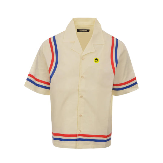 Barrow Unisex Poplin Button Front Shirt S5BWUASI092-BW029 Vanilla