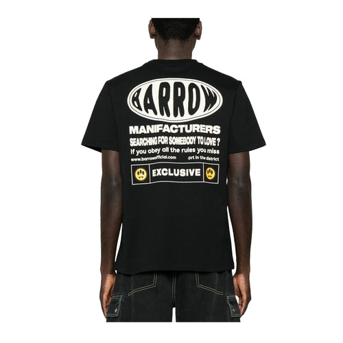 Barrow Unisex Text Print Crew Neck T-Shirt S5BWUATH066-110 Nero/Black