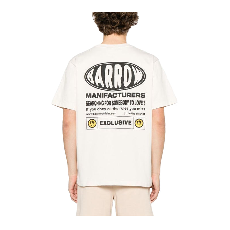 Barrow Unisex Text Print Crew Neck T-Shirt S5BWUATH066-BW029 Vanilla