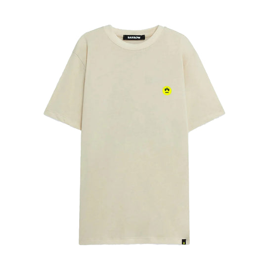 Barrow Unisex Bear Print Crew Neck T-Shirt S5BWUATH152-BW029 Vanilla