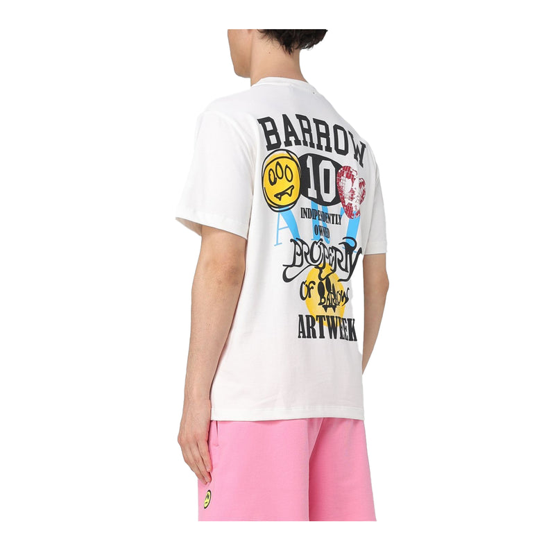 Barrow Unisex Neck Print Crew Neck T-Shirt S5BWUATH156-002 Off White