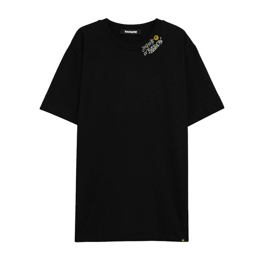 Barrow Unisex Neck Print Crew Neck T-Shirt S5BWUATH156-110 Nero/Black
