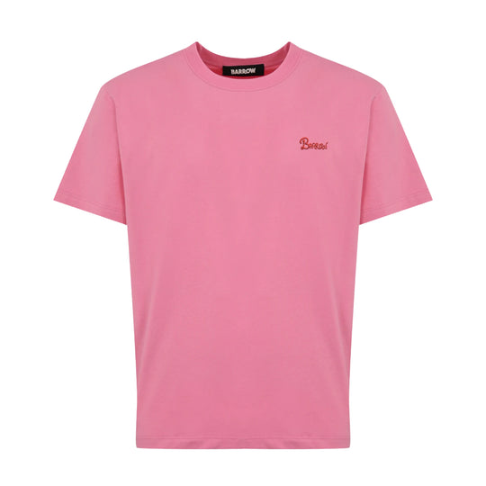 Barrow Unisex Cream Print Crew Neck T-Shirt S5BWUATH161-BW036 Prism Pink