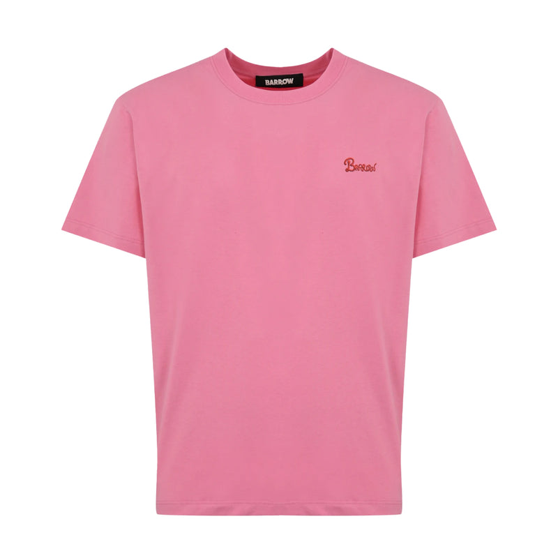 Barrow Unisex Cream Print Crew Neck T-Shirt S5BWUATH161-BW036 Prism Pink
