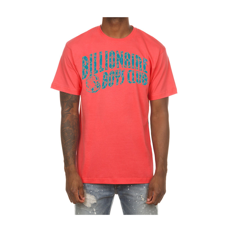 Billionaire Boys Club Mens Cracked Arch Crew Neck T-Shirt 7201-443 Hot Coral