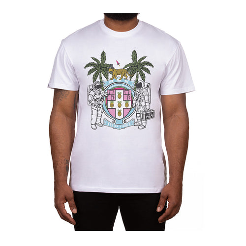Billionaire Boys Club Mens Crest Crew Neck T-Shirt 841-3208-239 Bleach White