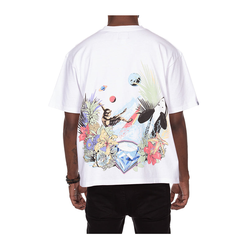 Billionaire Boys Club Mens Tropical Energy Crew Neck T-Shirt 841-3302-239 Bleach White