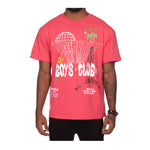 Billionaire Boys Club Mens Around The World Knit Crew Neck T-Shirt 841-3310-632 Rouge Red